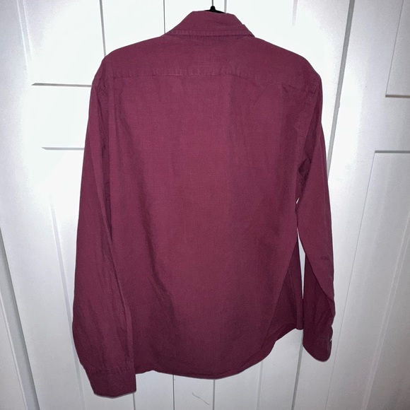 Men's J. Crew Slim Fit Cotton Button Down Dark Pink and Blue Shirt - Large - Picture 4 of 6